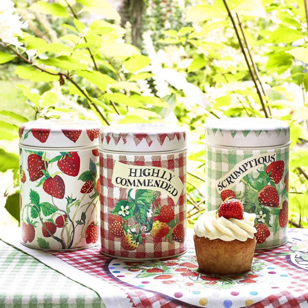 Strawberry Print Set of 3 Caddies By Emma Bridgewater